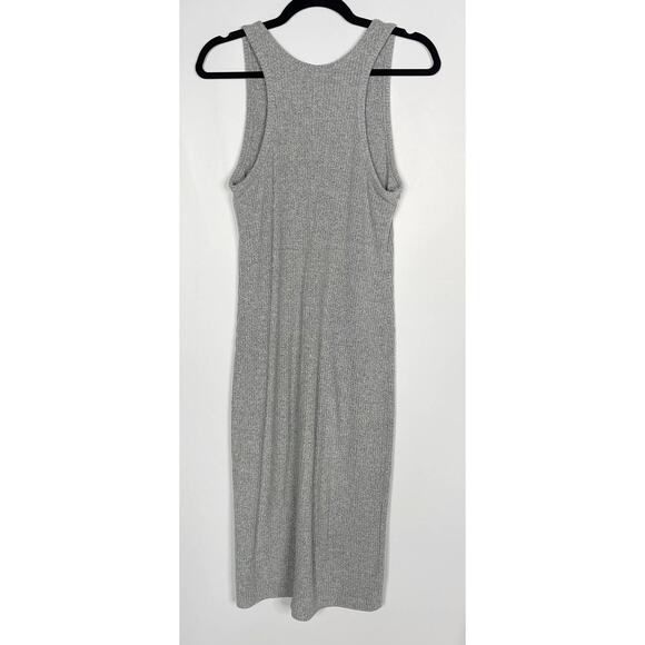 Gap Small S Gray Heather Marled Ribbed Tank Midi Dress Scoop Neck Racerback - Picture 2 of 9